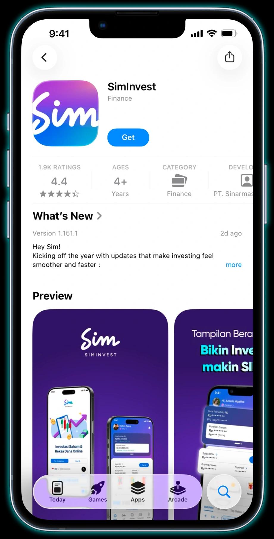 1. Unduh dan buka aplikasi Siminvest